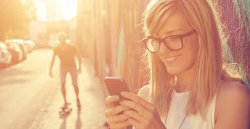 girl reacts to SMS marketing message
