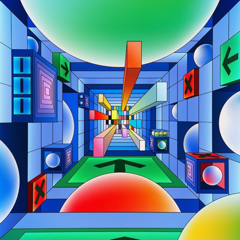 Colorful illustration of the inside of a computer chip, representing AI texts