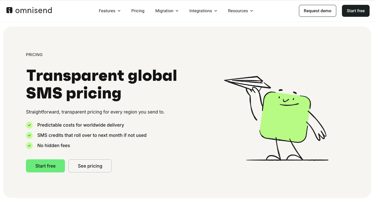 Screenshot of Omnisend website page