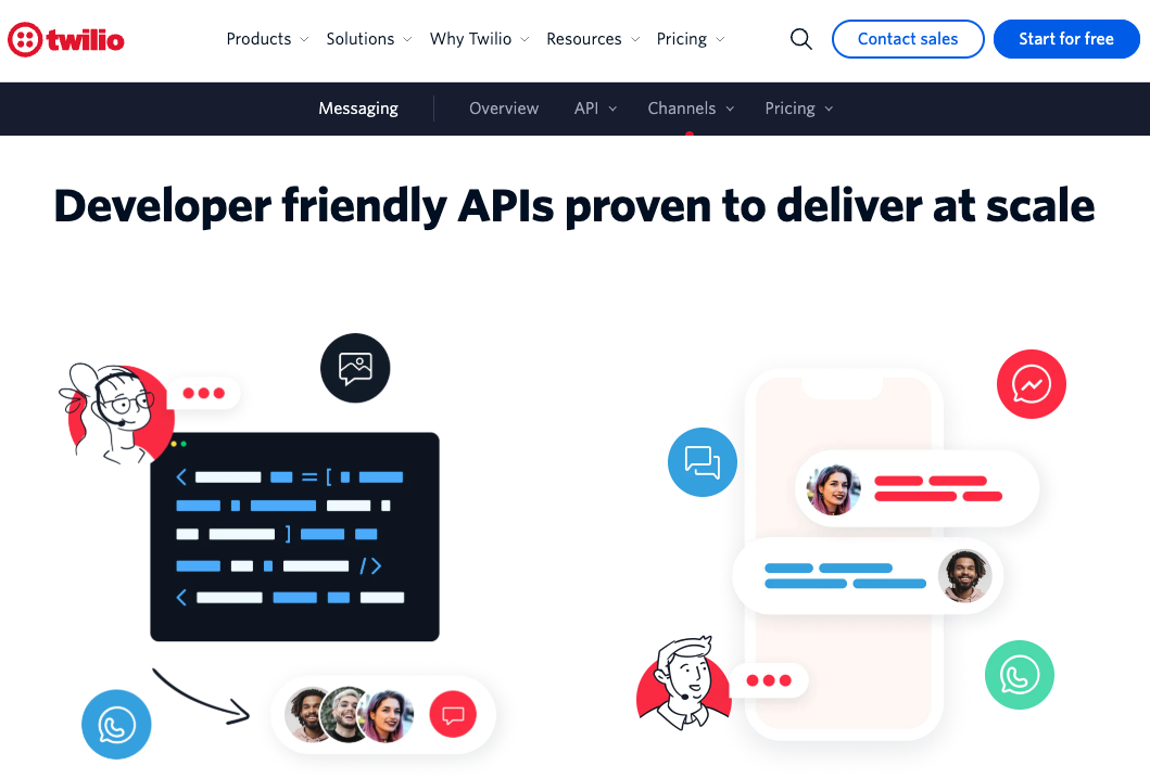 Screenshot of Twilio website page