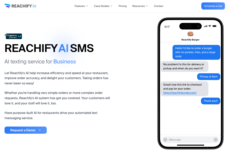 Screenshot of Reachify AI home page