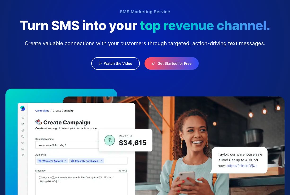 Screenshot of SlickText's SMS Marketing Service, an alternative to EZ Texting