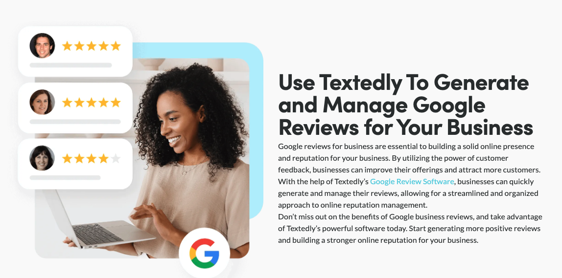 Screenshot of Textedly website page, a competitor of EZ Texting