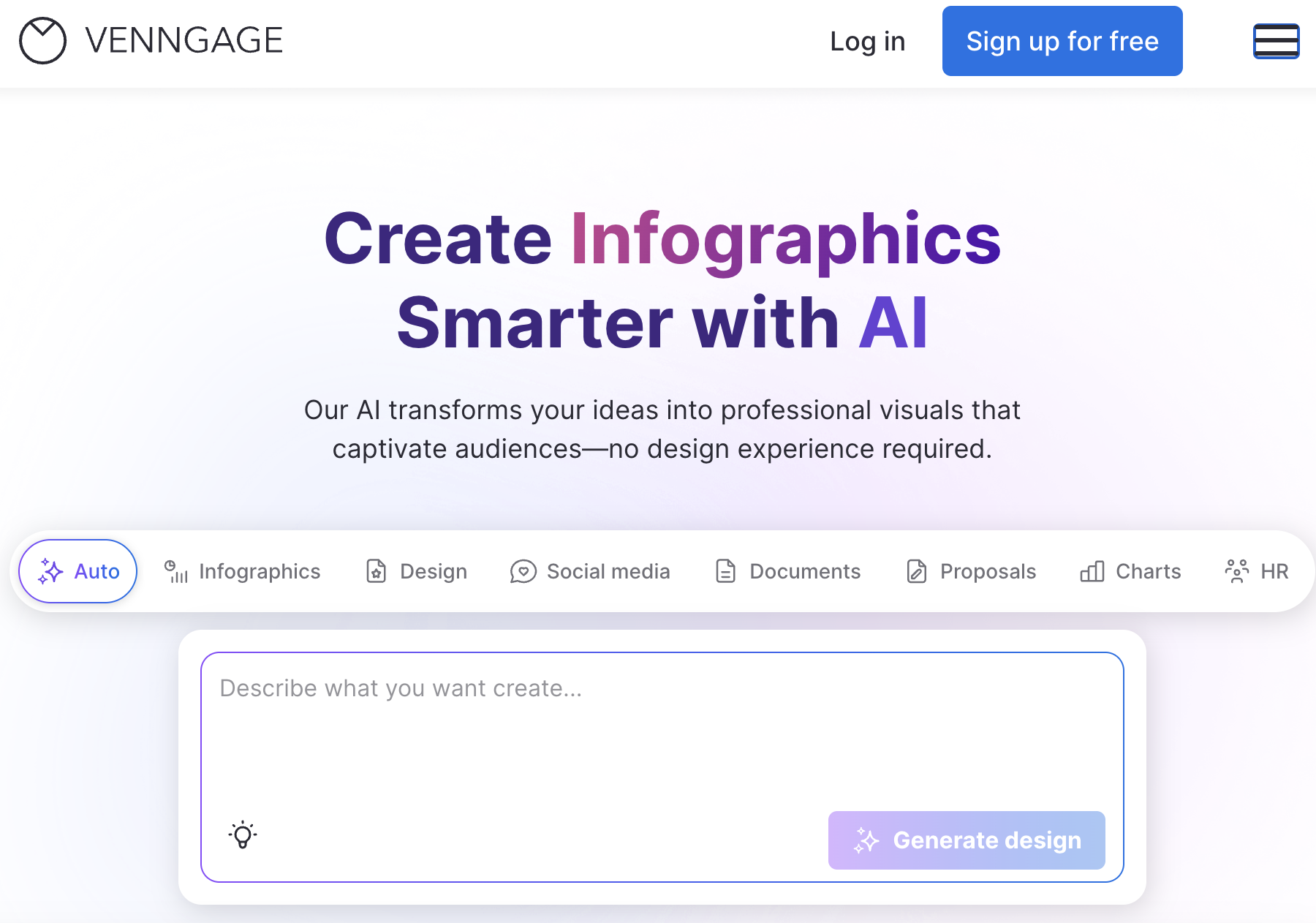 Screenshot of Venngage automation platform for infographics
