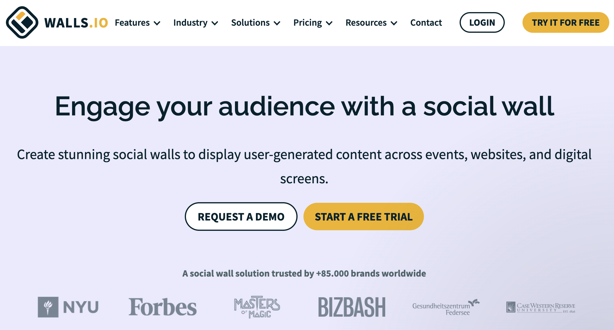 Screenshot of walls.io automated social media wall for agencies