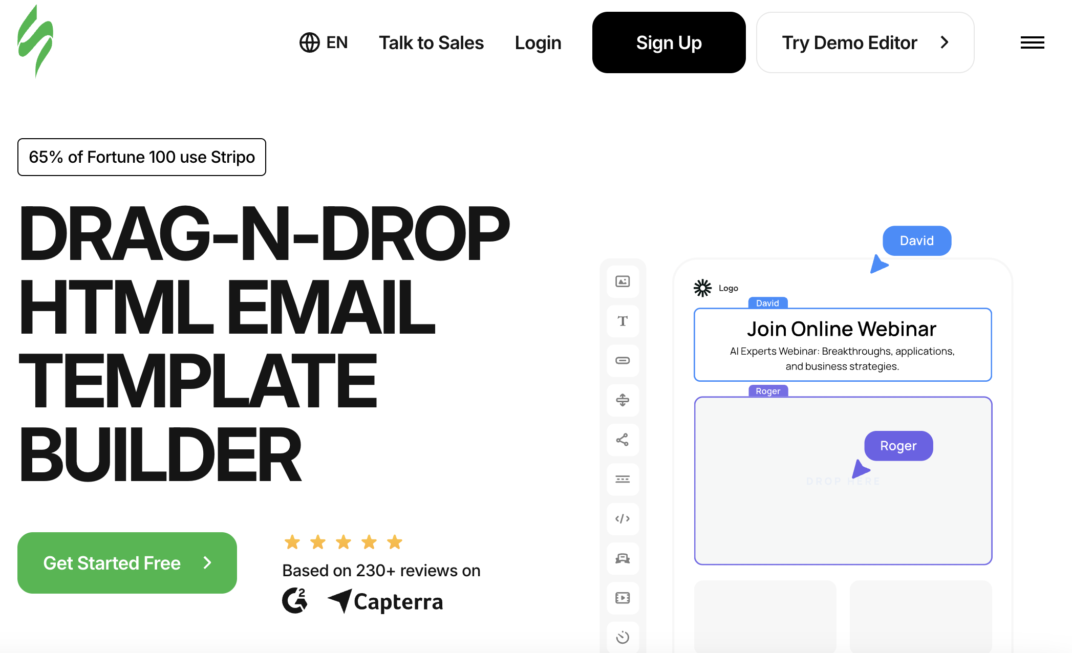 Screenshot of Stripo Email marketing automation platform