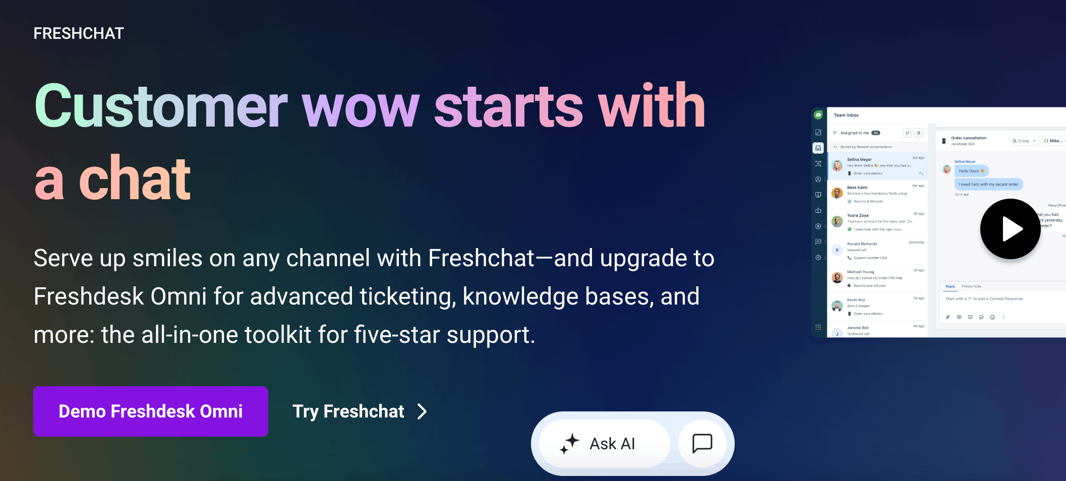 Screenshot of Freshchat - One of the Best SMS Platforms for Customer Service in 2026