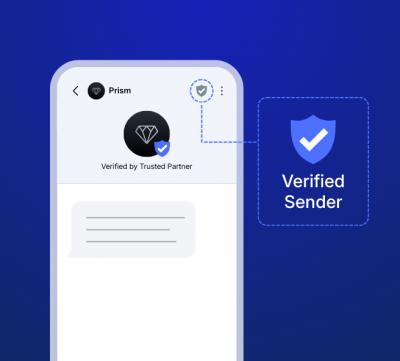 Screenshot of a verified sender with RCS messaging